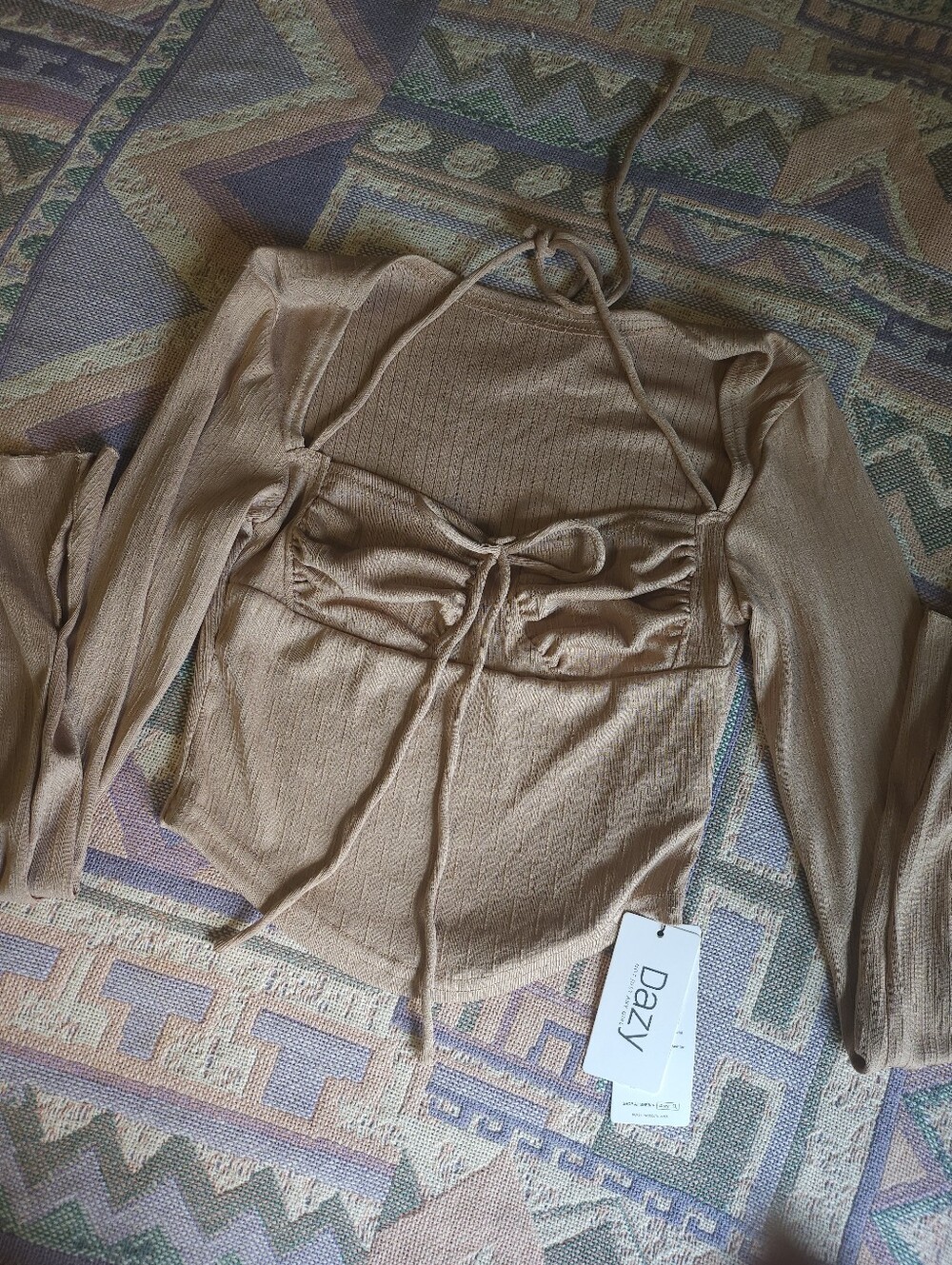 SHEIN Long Sleeve Halter Tie Long Sleeve Size Large